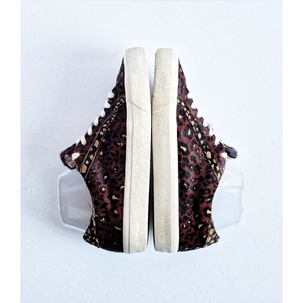 MADEWELL Sidewalk Low Top Sneakers Painted Leopard Calf Hair Sz 7.5 Brown - Picture 12 of 13